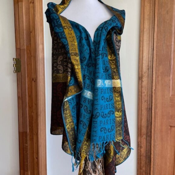 A&A Pashmina Cashmere Paris Large Oblong Shawl Wrap - Picture 7 of 16